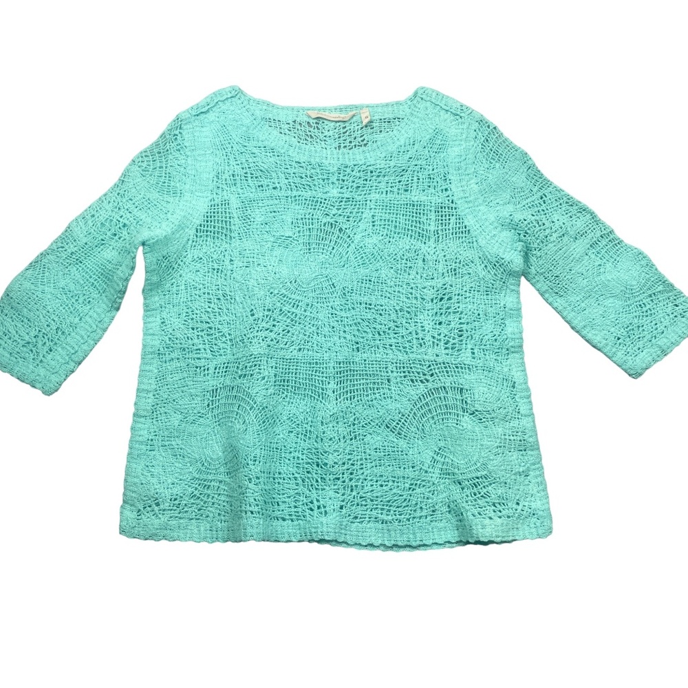Soft Surroundings XS Laticia‎ Sweater Aqua Cotton Blend